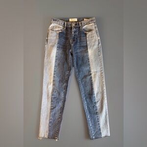 PacSun Dual Wash Color Block High Rise Straight Leg Jeans Size 25 Vintage Icon